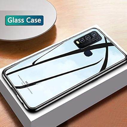 Picture of Glass Back Case for vivo y30 Designed Glass with Shockproof Back Cover (Black