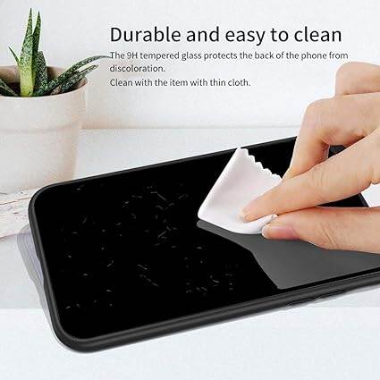 Picture of Glass Back Case for vivo y30 Designed Glass with Shockproof Back Cover (Black