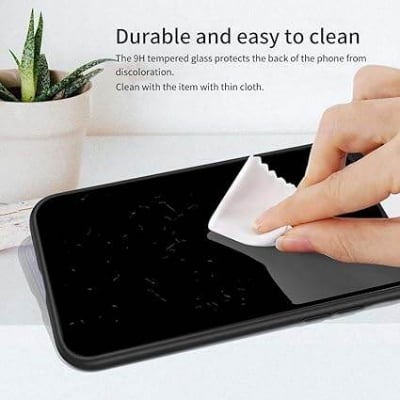 Picture of Glass Back Case for vivo y30 Designed Glass with Shockproof Back Cover (Black