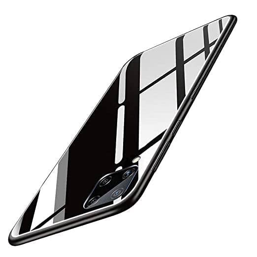 Picture of Glass Back Case for samsung f32  Designed Glass with Shockproof Back Cover (Black