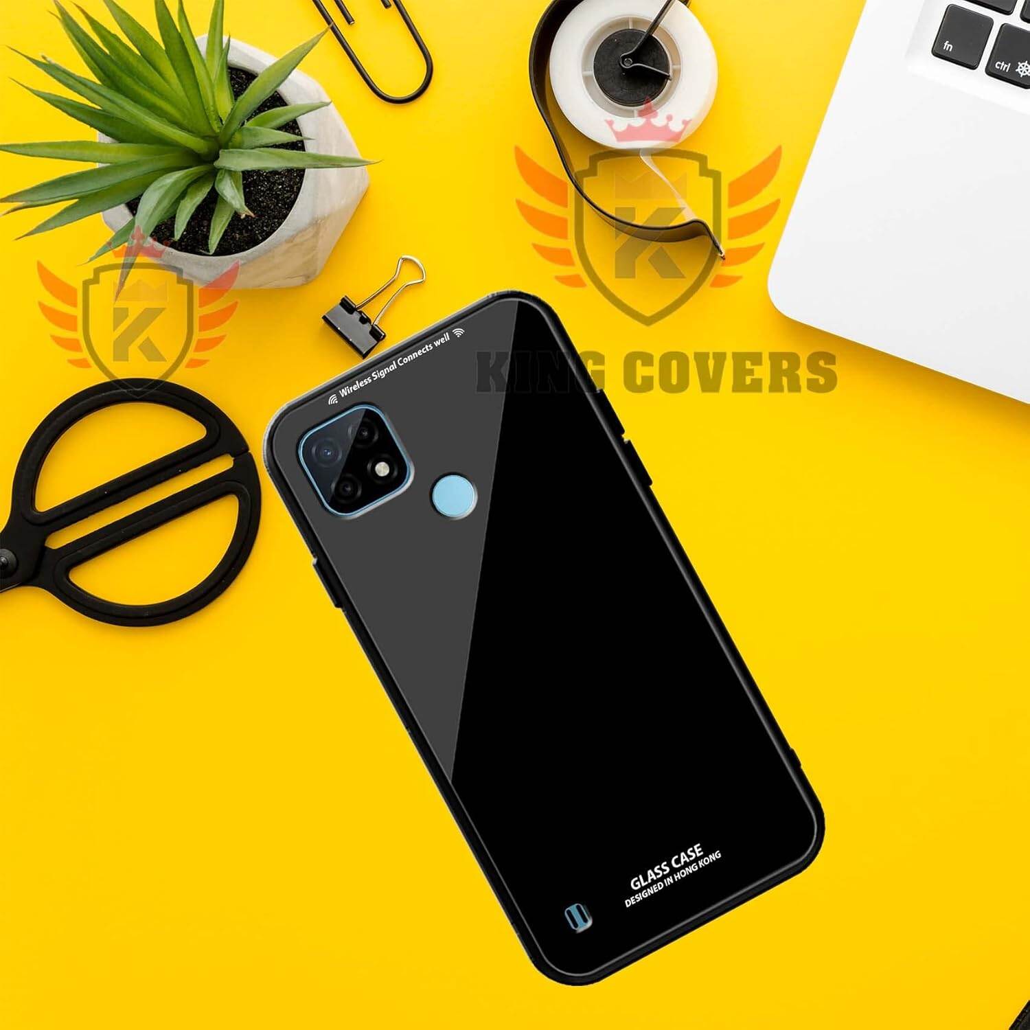 Picture of Back Cover for realme c21 Luxurious Toughened Glass Back Cover