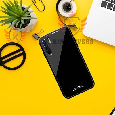 Picture of oppo f15 Back cover |Stylich Back case | Luxurious Toughened Glass Back Case with Shockproof TPU Bumper Case Cover