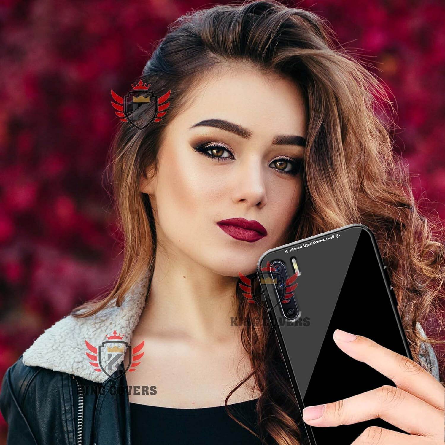 Picture of Back Cover for oppo f15 Luxurious Toughened Glass Back Cover