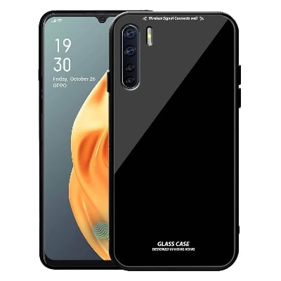 Picture of Back Cover for oppo a91 Luxurious Toughened Glass Back Cover