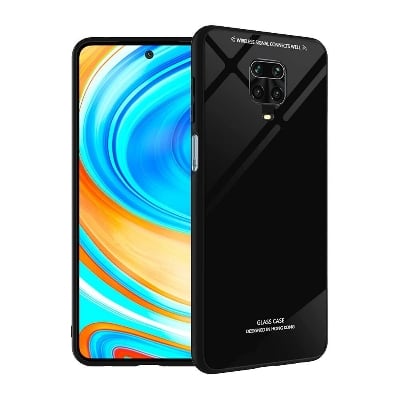 Picture of redmi note 9 pro max Back cover |Stylich Back case | Luxurious Toughened Glass Back Case with Shockproof TPU Bumper Case Cover