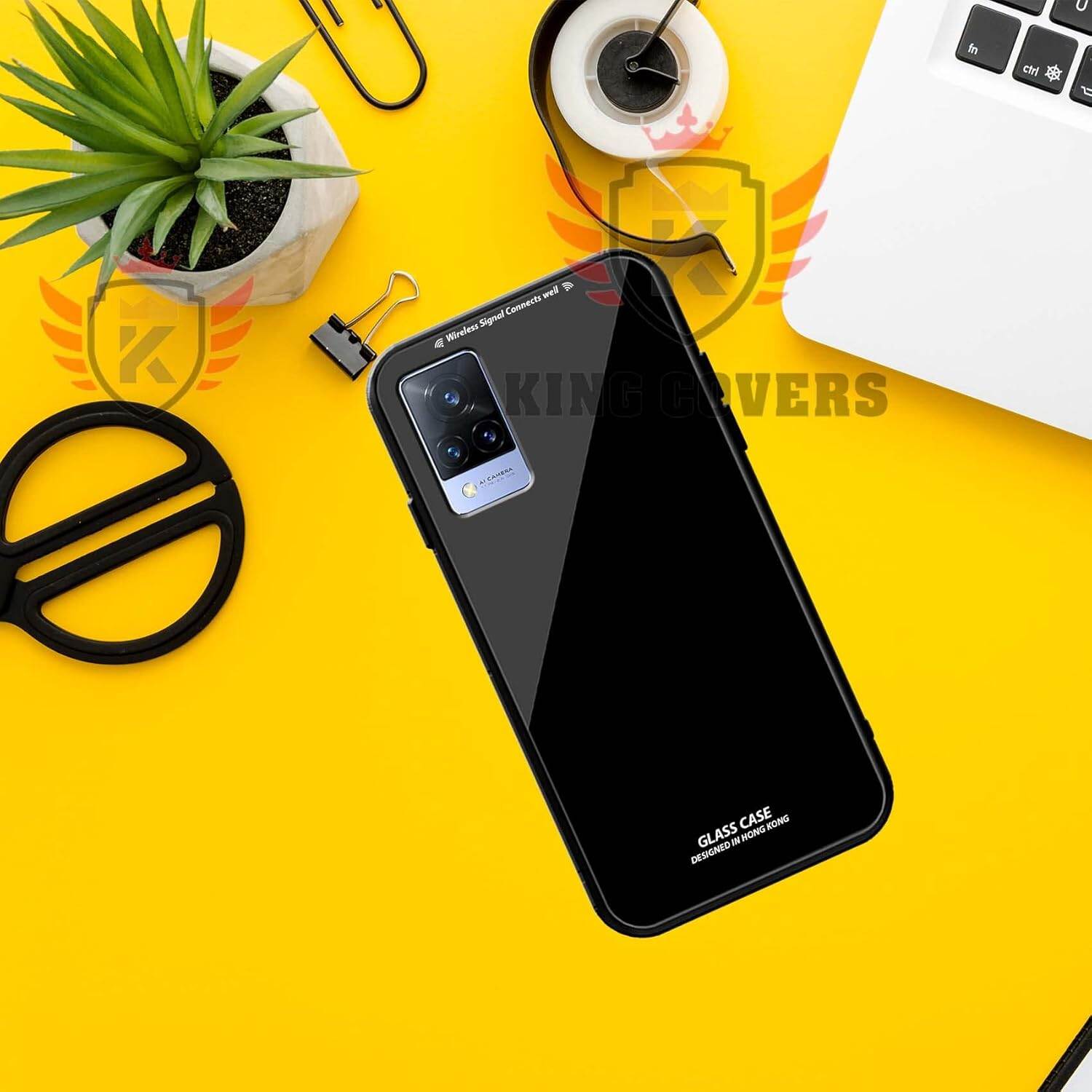 Picture of vivo v21 Back cover |Stylich Back case | Luxurious Toughened Glass Back Case with Shockproof TPU Bumper Case Cover