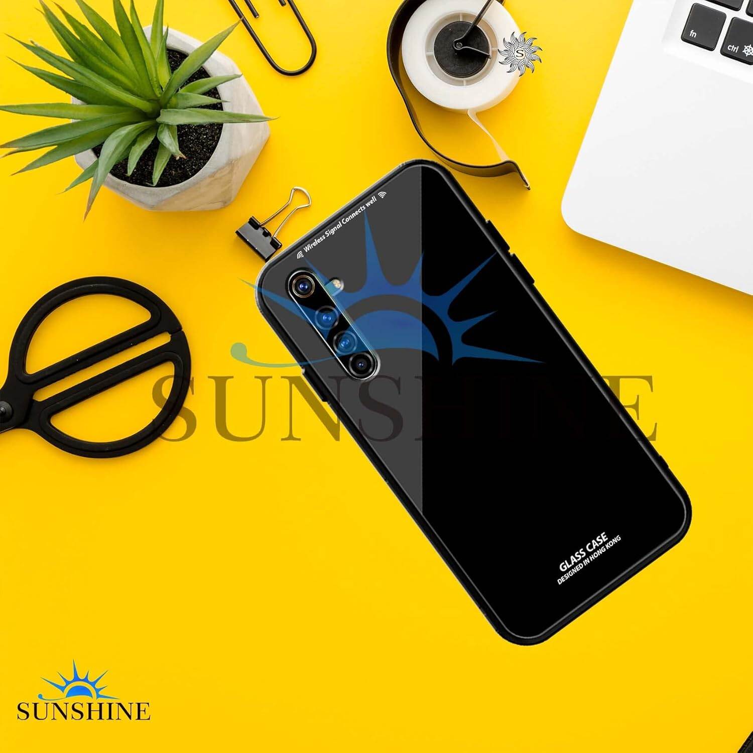 Picture of reamle x50 Back cover |Stylich Back case | Luxurious Toughened Glass Back Case with Shockproof TPU Bumper Case Cover