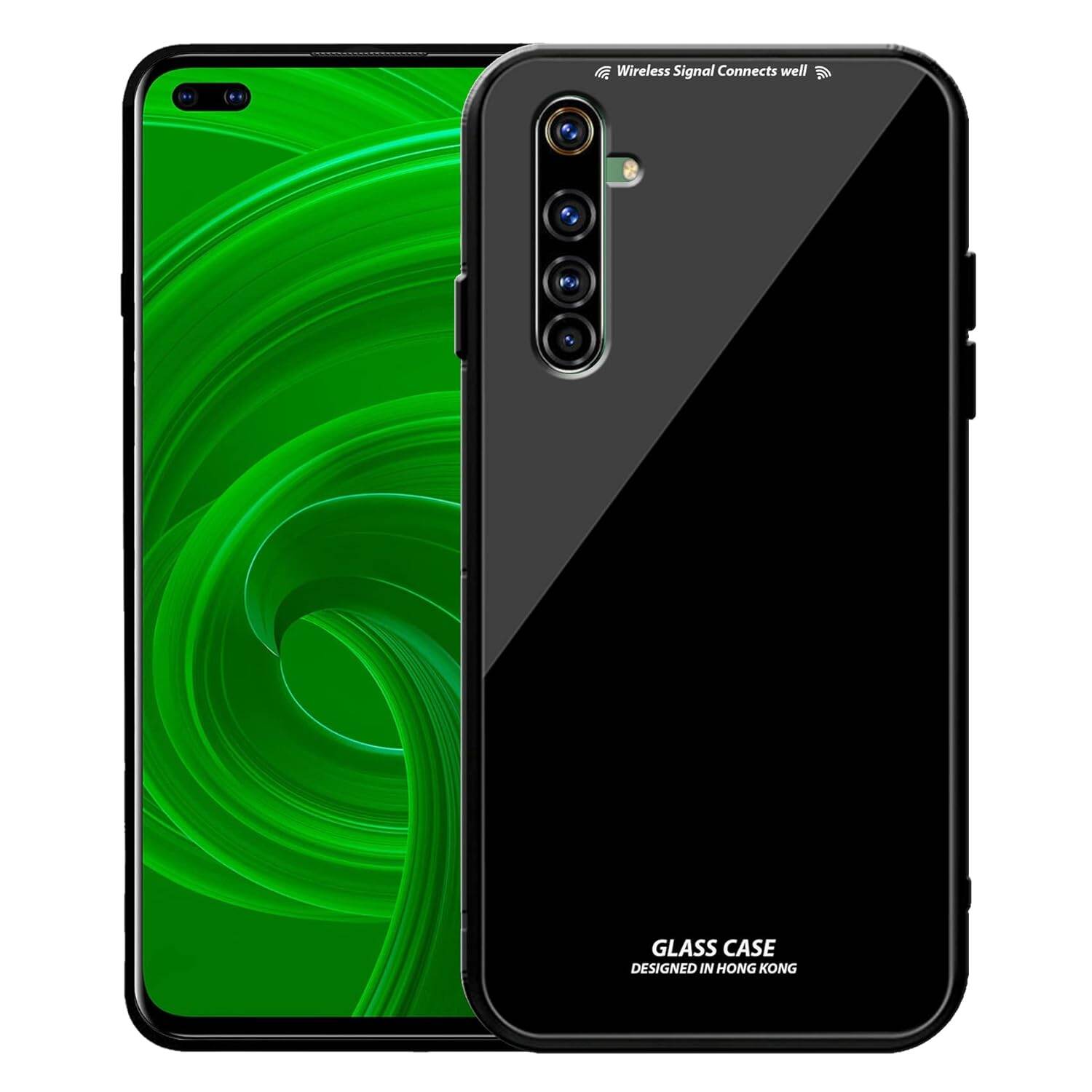 Picture of reamle x50 Back cover |Stylich Back case | Luxurious Toughened Glass Back Case with Shockproof TPU Bumper Case Cover