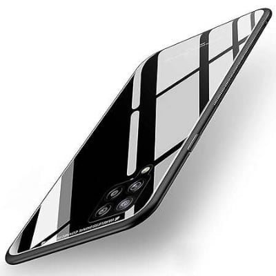 Picture of samsung A22 Back cover |Stylich Back case | Luxurious Toughened Glass Back Case with Shockproof TPU Bumper Case Cover