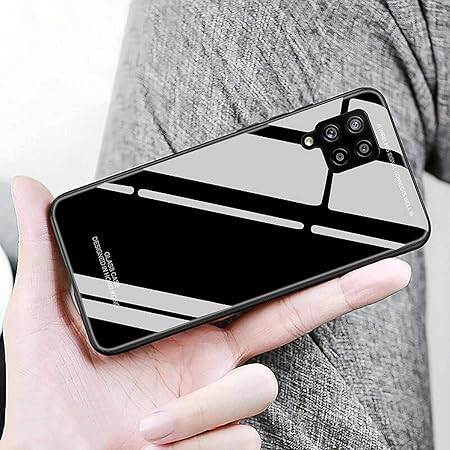 Picture of samsung A22 Back cover |Stylich Back case | Luxurious Toughened Glass Back Case with Shockproof TPU Bumper Case Cover