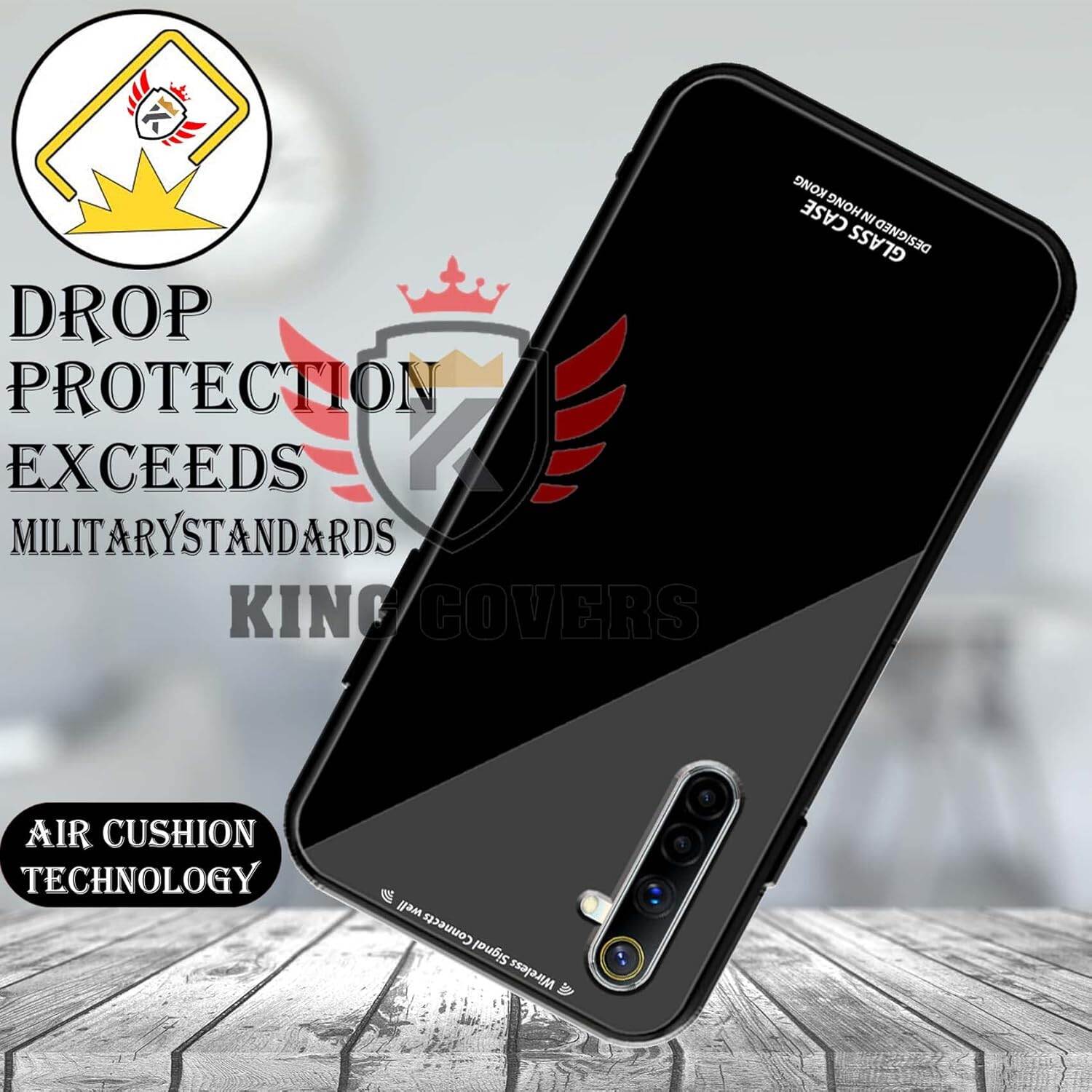 Picture of realme 5i Back cover |Stylich Back case | Luxurious Toughened Glass Back Case with Shockproof TPU Bumper Case Cover