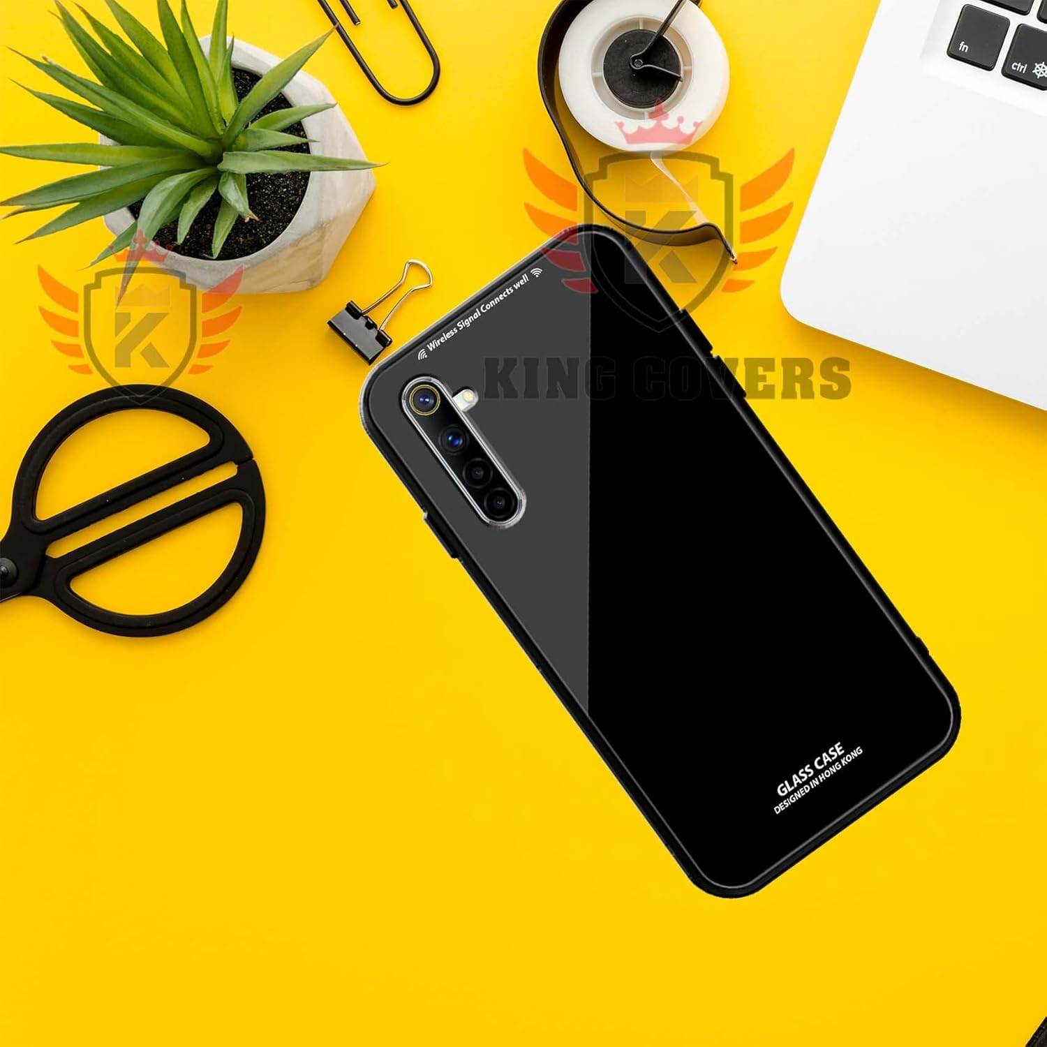 Picture of realme 6i Back cover |Stylich Back case | Luxurious Toughened Glass Back Case with Shockproof TPU Bumper Case Cover