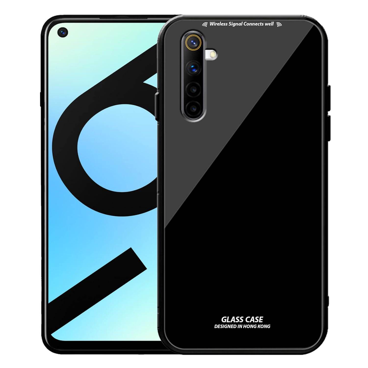 Picture of realme 6i Back cover |Stylich Back case | Luxurious Toughened Glass Back Case with Shockproof TPU Bumper Case Cover