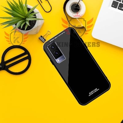 Picture of vivo v21 e 5g Back cover |Stylich Back case | Luxurious Toughened Glass Back Case with Shockproof TPU Bumper Case Cover