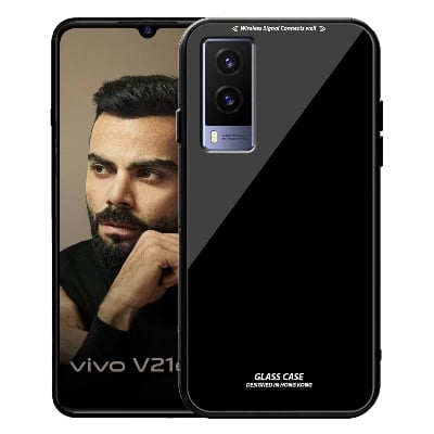 Picture of vivo v21 e 5g Back cover |Stylich Back case | Luxurious Toughened Glass Back Case with Shockproof TPU Bumper Case Cover