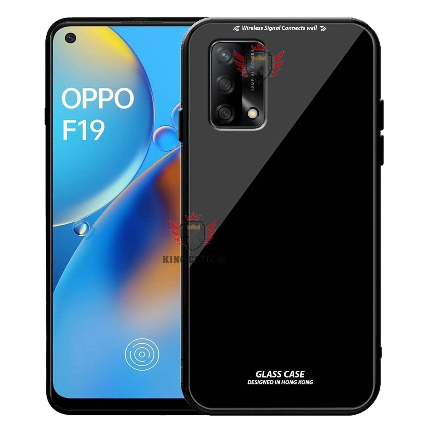 Picture of Back Cover for oppo f19 pro Luxurious Toughened Glass Back Cover