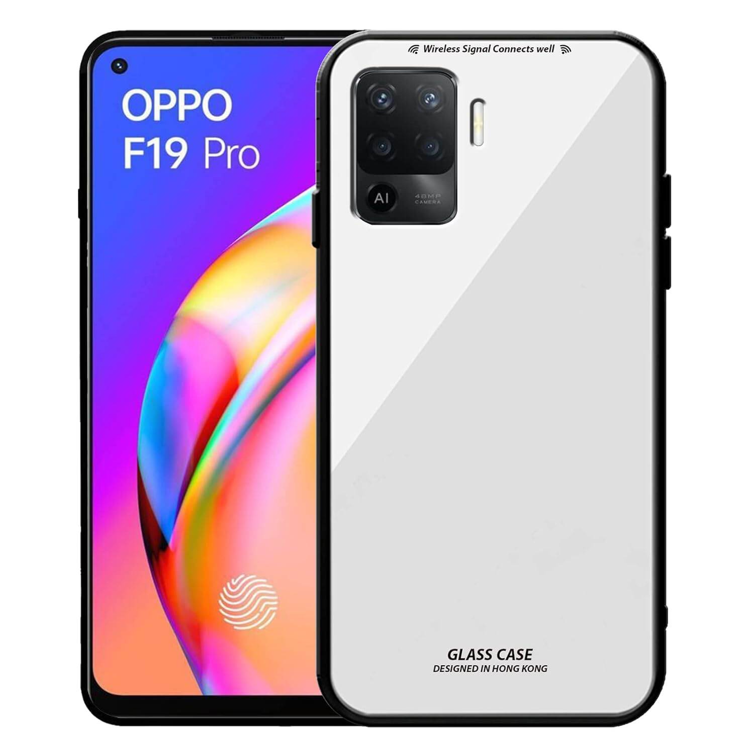 Picture of Back Cover for oppo f19 pro Luxurious Toughened Glass Back Cover