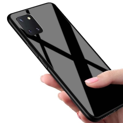 Picture of oppo a54 4g Back cover |Stylich Back case | Luxurious Toughened Glass Back Case with Shockproof TPU Bumper Case Cover