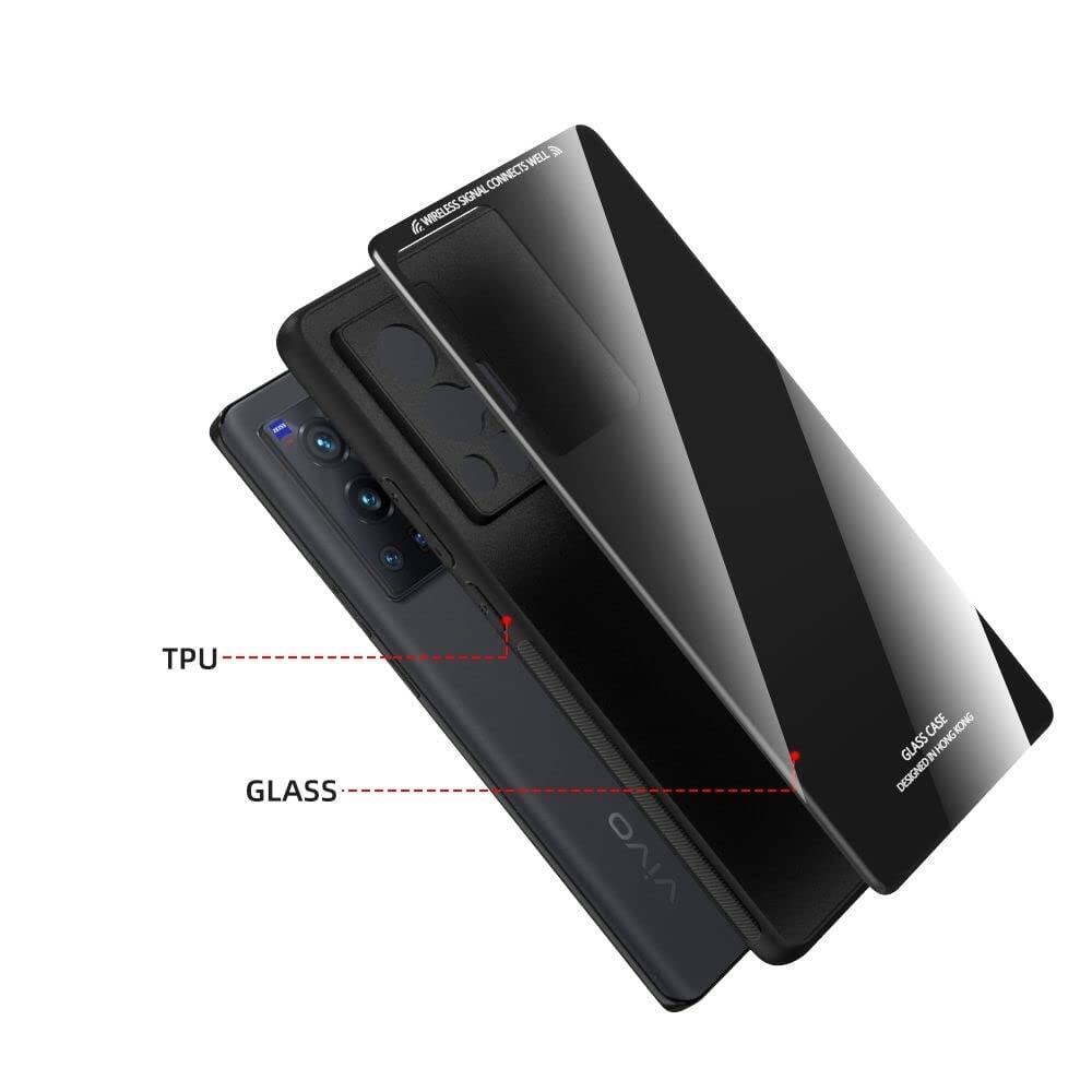 Picture of vivo x70 Back cover |Stylich Back case | Luxurious Toughened Glass Back Case with Shockproof TPU Bumper Case Cover