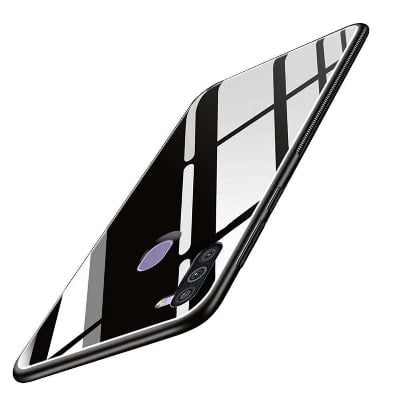 Picture of samsung a01 Back cover |Stylich Back case | Luxurious Toughened Glass Back Case with Shockproof TPU Bumper Case Cover