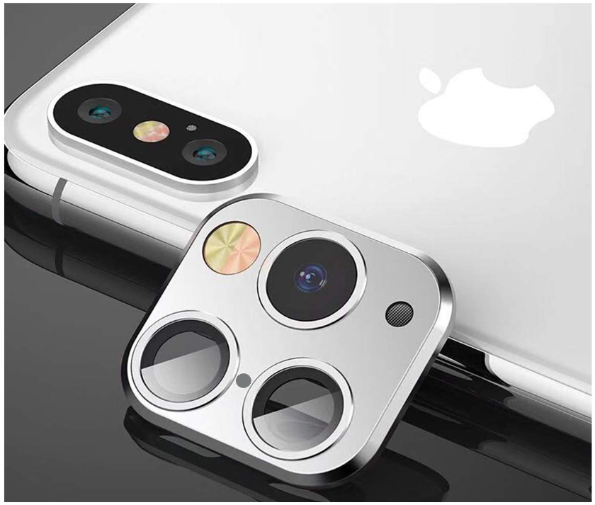 Picture of Modified Camera Lens Seconds Change Cover for iPhone X XS XS/MAX Sticker Fake Camera for iPhone 11 Pro Max Metal Protector Change to iPhone pro/Max (silver)