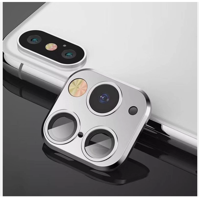 Picture of Svyaxfa Modified Phone Back Film Camera Lens Seconds Change Cover Film Fake Camera for iPhone X XS MAX Change to iPhone 11 Pro MAX Back Screen Protector HD Lens Protector (For iPhoneX/XS silver)