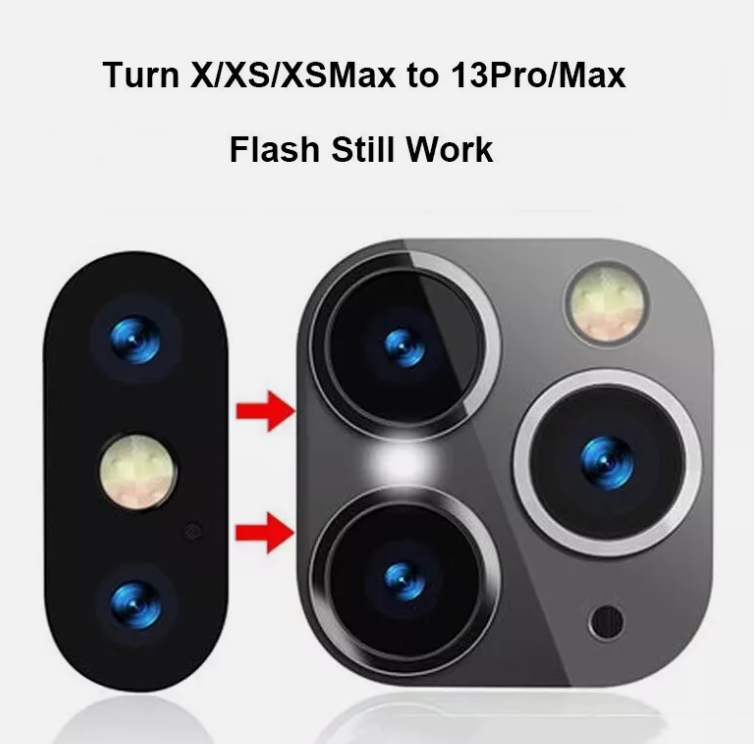 Picture of Fake Camera Sticker for iPhone X XS Max Change to 13 Pro Modified Lens Protector