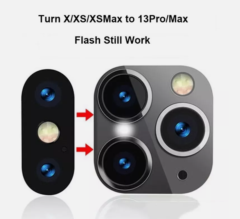 Picture of Fake Camera Sticker for iPhone X XS Max Change to 13 Pro Modified Lens Protector