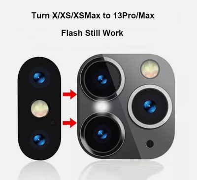 Picture of Fake Camera Sticker for iPhone X XS Max Change to 13 Pro Modified Lens Protector