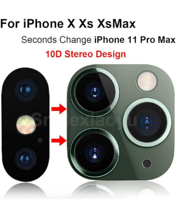 Picture of Svyaxfa Modified Camera Lens Seconds Change Cover for iPhone X/XS/XS MAX Sticker Fake Camera for iPhone 11 Pro Max Metal Protector Change to iPhone pro/Max (Champagne Gold)