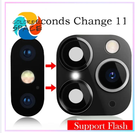 Picture of Seconds Change Phone Upgrade Fake Camera Lens Sticker for iPhone XR X to iPhone 11 Pro Max