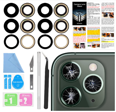 Picture of 2PCS ASDAWN Back rear Camera Lens Glass Replacement for iPhone 11 Pro and 11 Pro Max Camera Lens Replacement with Pre-Installed Adhesive + Installation Manual + Repair Tool Kit