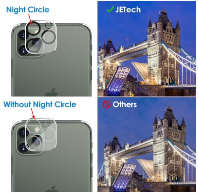 Picture of JETech Camera Lens Protector for iPhone 11 Pro Max 6.5-Inch and iPhone 11 Pro 5.8-Inch, 9H Tempered Glass, HD Clear, Anti-Scratch, Case Friendly, Does Not Affect Night Shots, 3-Pack
