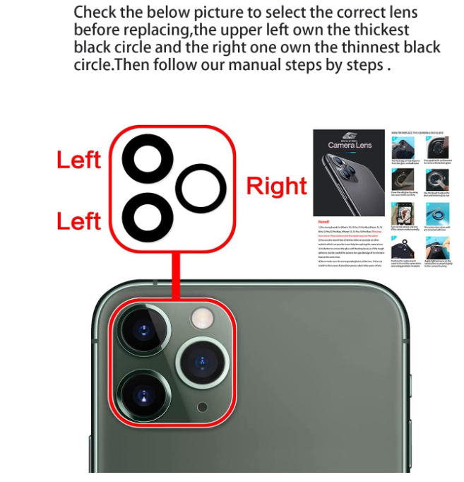Picture of Camera Lens Glass Replacement for iPhone 11 Pro Max and 11 Pro, GVKVGIH Back Camera Glass Lens Replacement with Pre-Installed Adhesive,Repair Tool Kit and Installation Manual