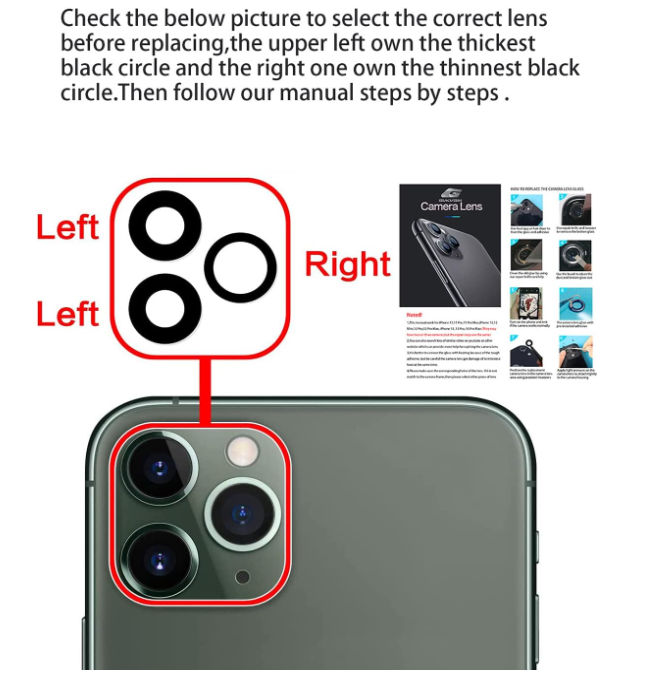 Picture of Camera Lens Glass Replacement for iPhone 11 Pro Max and 11 Pro, GVKVGIH Back Camera Glass Lens Replacement with Pre-Installed Adhesive,Repair Tool Kit and Installation Manual