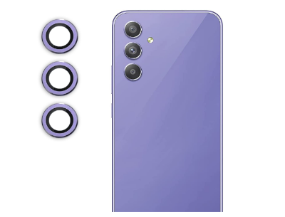 Picture of Oncraves Tempered Glass Camera Ring Lens Protector For Samsung Galaxy A54 5G | 9H Hardness, Full Coverage Camera Metal Ring Ultra-Thin/Clear - Purple