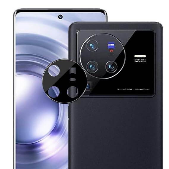 Picture of Digital Compatible with Vivo X80 [Black] Back Camera Lens Protector Tempered Glass - Full Camera Coverage and Easy Installation Kit
