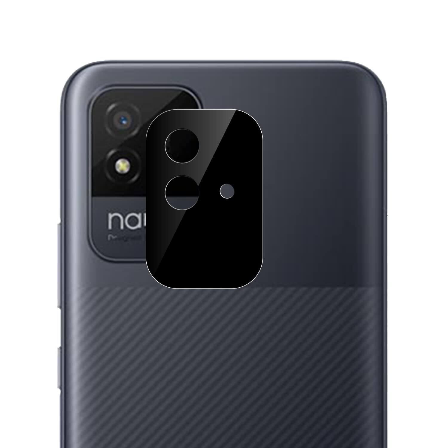 Picture of Compatible with Realme Narzo 50i [Black] Back Camera Lens Protector Tempered Glass - Full Camera Coverage and Easy Installation Kit