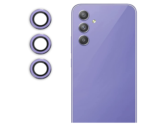 Picture of Oncraves Tempered Glass Camera Ring Lens Protector For Samsung Galaxy A54 5G | 9H Hardness, Full Coverage Camera Metal Ring Ultra-Thin/Clear - Purple