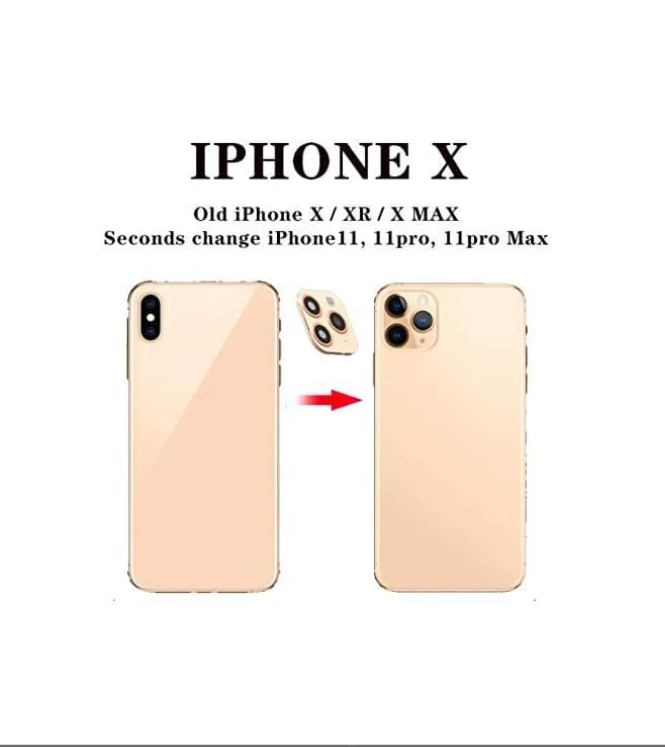 Picture of Modified Metal Sticker Camera Lens Seconds Change Cover For iPhone X XS MAX Fake Camera For iPhone 11 Por Full Glass Protector