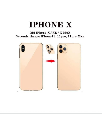 Picture of Modified Metal Sticker Camera Lens Seconds Change Cover For iPhone X XS MAX Fake Camera For iPhone 11 Por Full Glass Protector