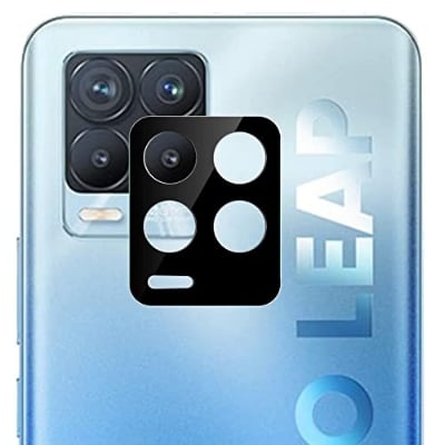 Picture of Compatible with Realme 8 (5G) [Black] Back Camera Lens Protector Tempered Glass - Full Camera Coverage and Easy Installation Kit