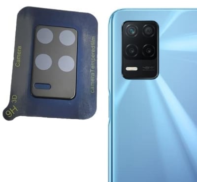 Picture of Compatible with Realme 8 (5G) [Black] Back Camera Lens Protector Tempered Glass - Full Camera Coverage and Easy Installation Kit