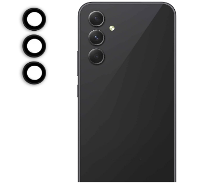 Picture of Oncraves Glass Camera Ring Lens Protector For Samsung Galaxy A54 5G | 9H Hardness, Full Coverage Camera Metal Ring Ultra-Thin/Clear - Black
