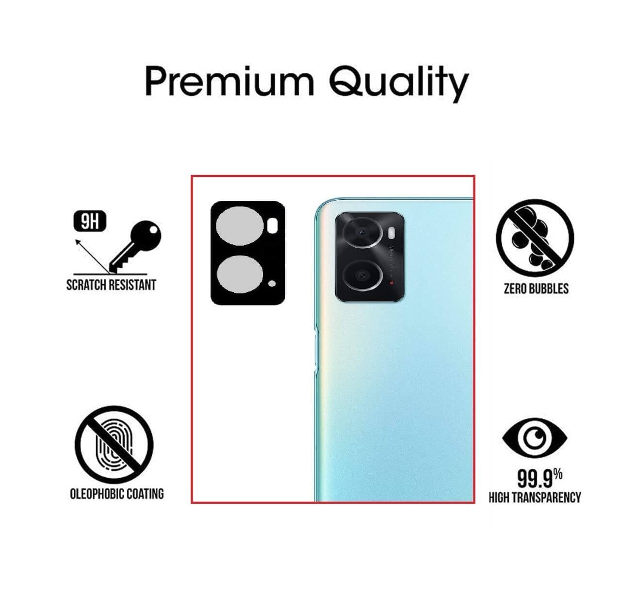 Picture of Back Camera Lens Protector for OPPO A76 [9H Hardness Full Coverage Camera Tempered Glass Protector] Color - Black
