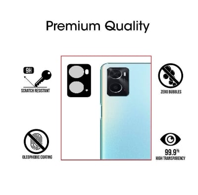 Picture of Back Camera Lens Protector for OPPO A76 [9H Hardness Full Coverage Camera Tempered Glass Protector] Color - Black