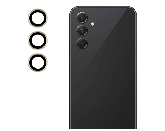 Picture of Oncraves Glass Camera Ring Lens Protector For Samsung Galaxy A54 5G | 9H Hardness, Full Coverage Camera Metal Ring Ultra-Thin/Clear - Gold