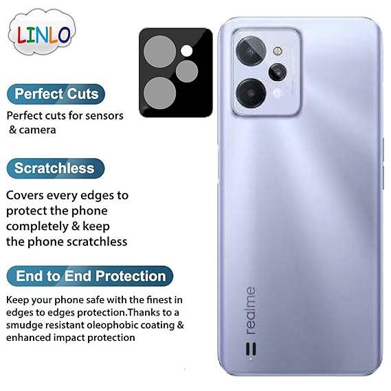 Picture of Back Camera Tempered Glass Lens Protector Compatible for Realme C31 with Edge to Edge Coverage and Easy Installation Kit, Pack of 1