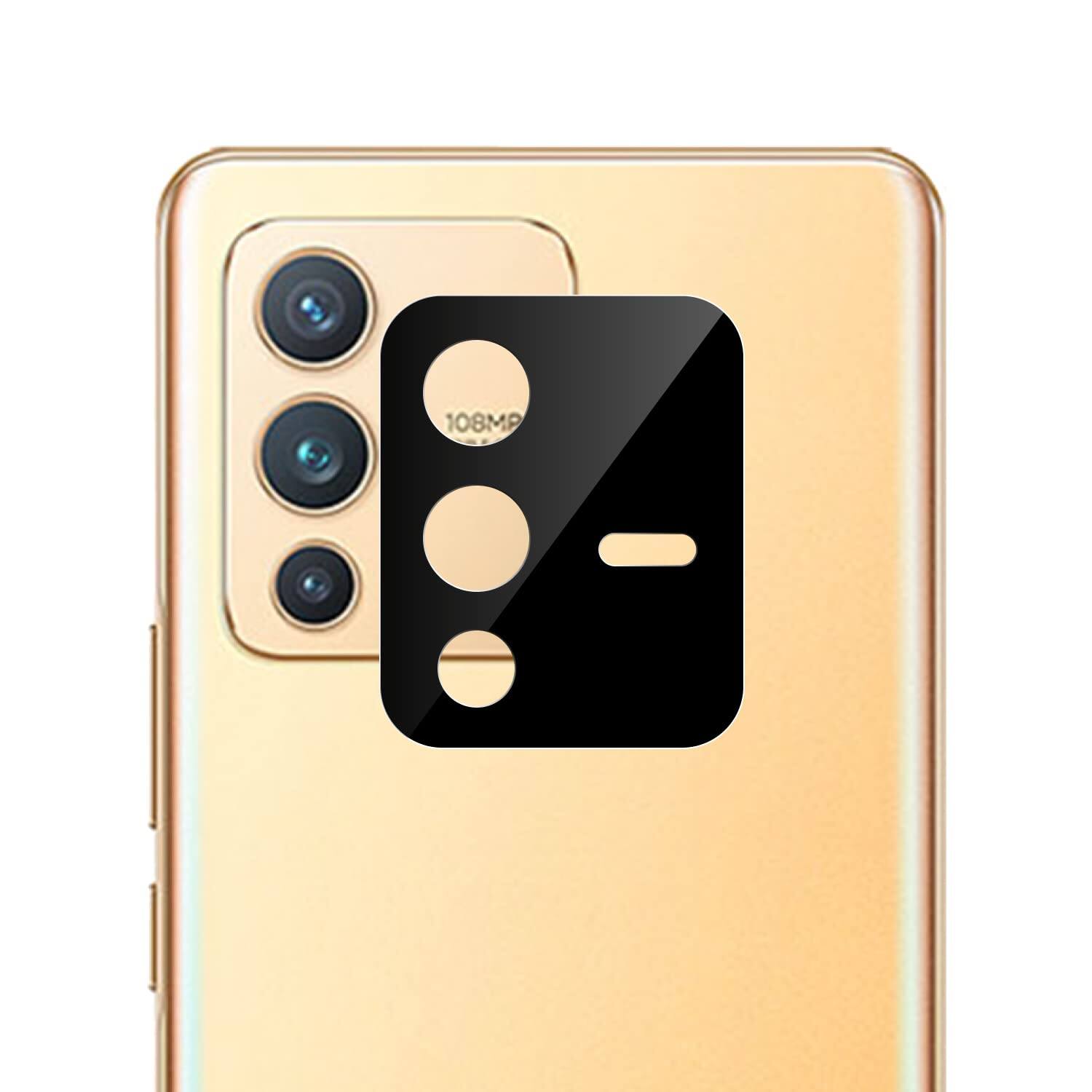 Picture of Compatible with Vivo V23 Pro [Black] Back Camera Lens Protector Tempered Glass - Full Camera Coverage and Easy Installation Kit