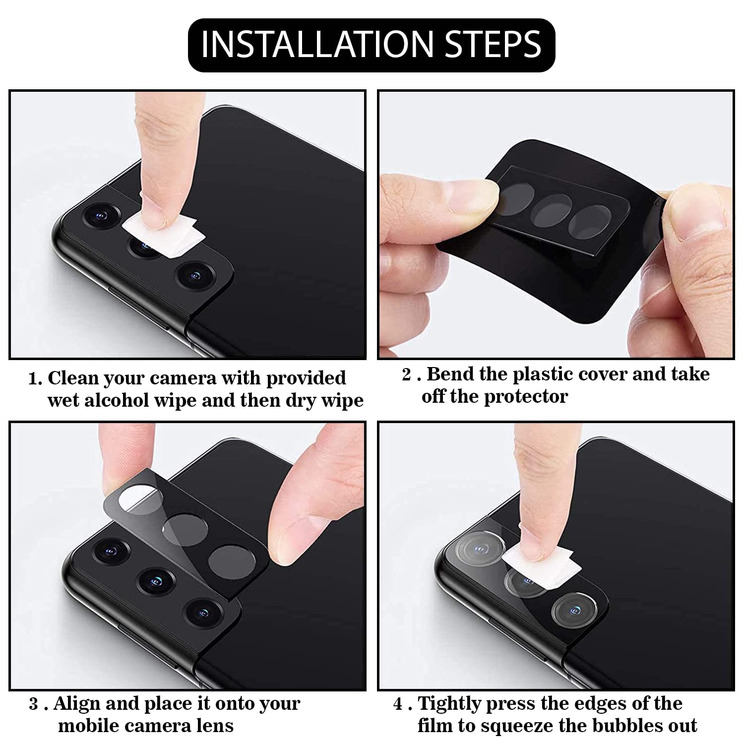 Picture of Compatible with Vivo V23 Pro [Black] Back Camera Lens Protector Tempered Glass - Full Camera Coverage and Easy Installation Kit
